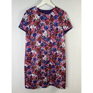 Escada Divisu Hammered Floral Sheath Dress Sz 38 US 8 Luxury Spring $1,395